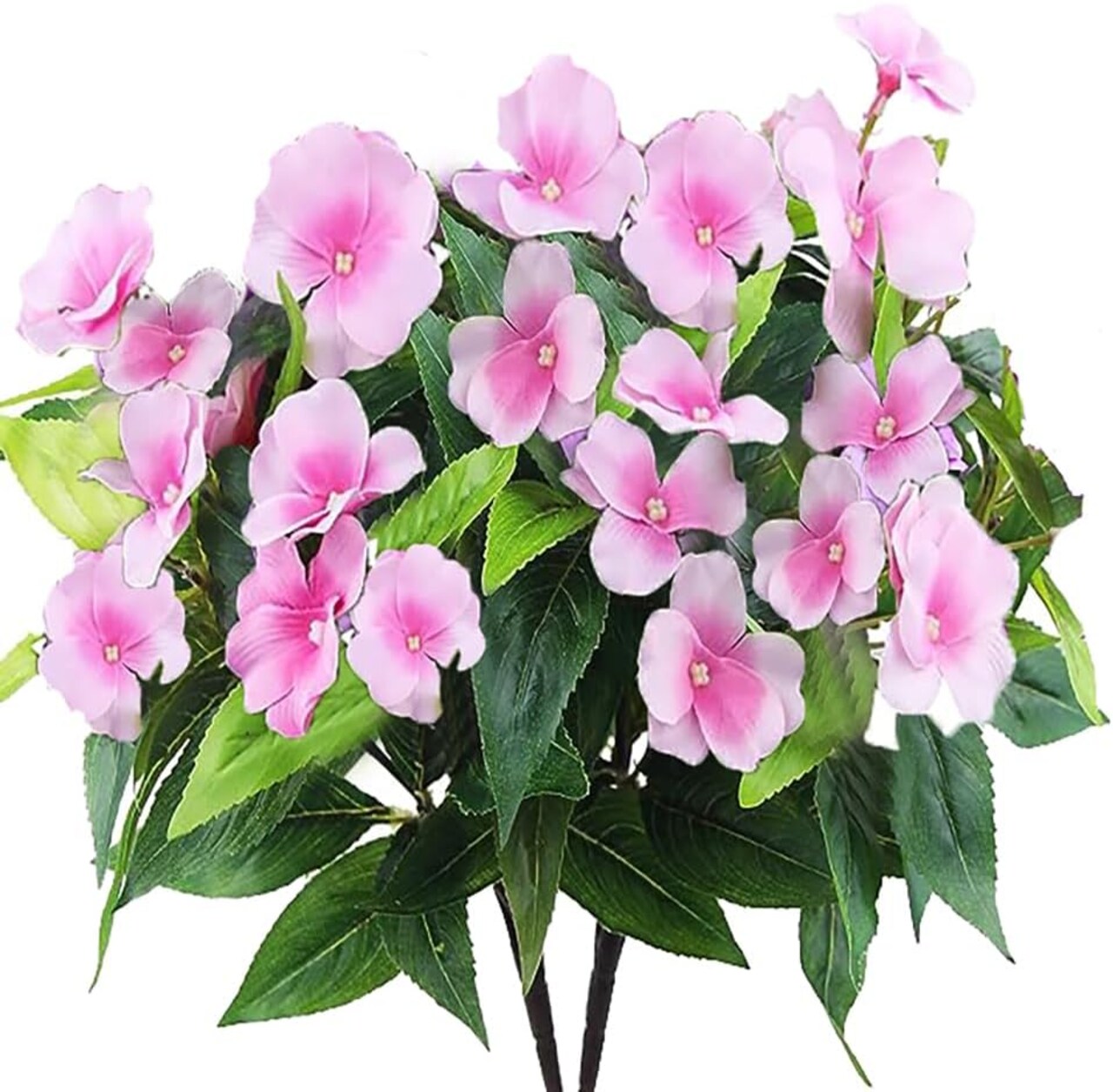 Artificial Impatiens Bouquet Faux ​Impatiens Bushes Pink ​for Patio Lawn Garden 3.94"D x 7.87"W x 15.75"H